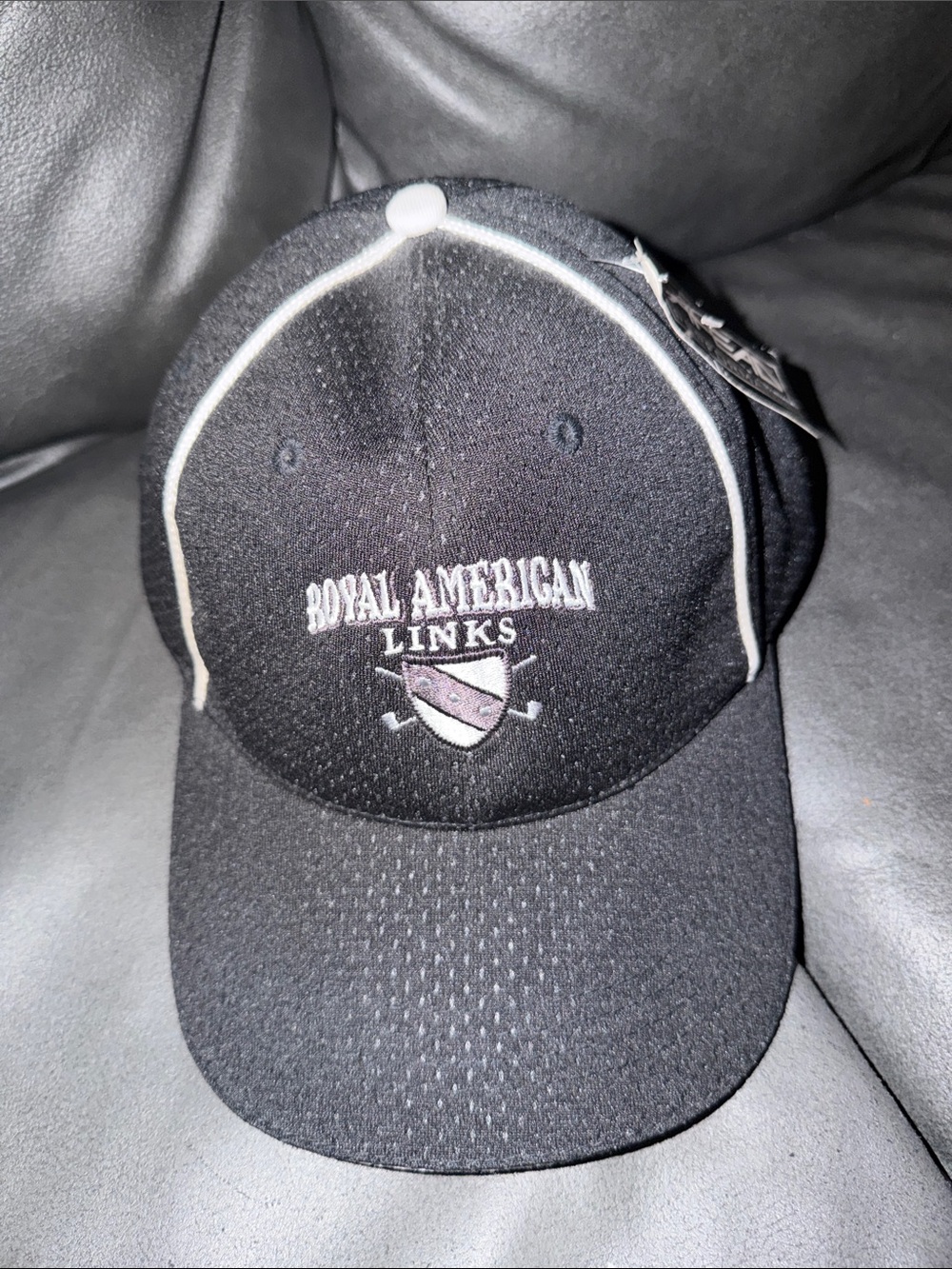 Royal American links hat Classic Black Golf Cap with White Piping